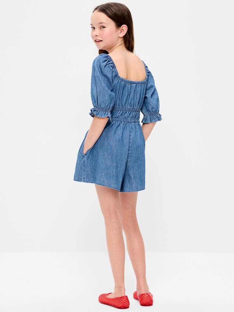 Short-Sleeve Chambray Romper for Girls
