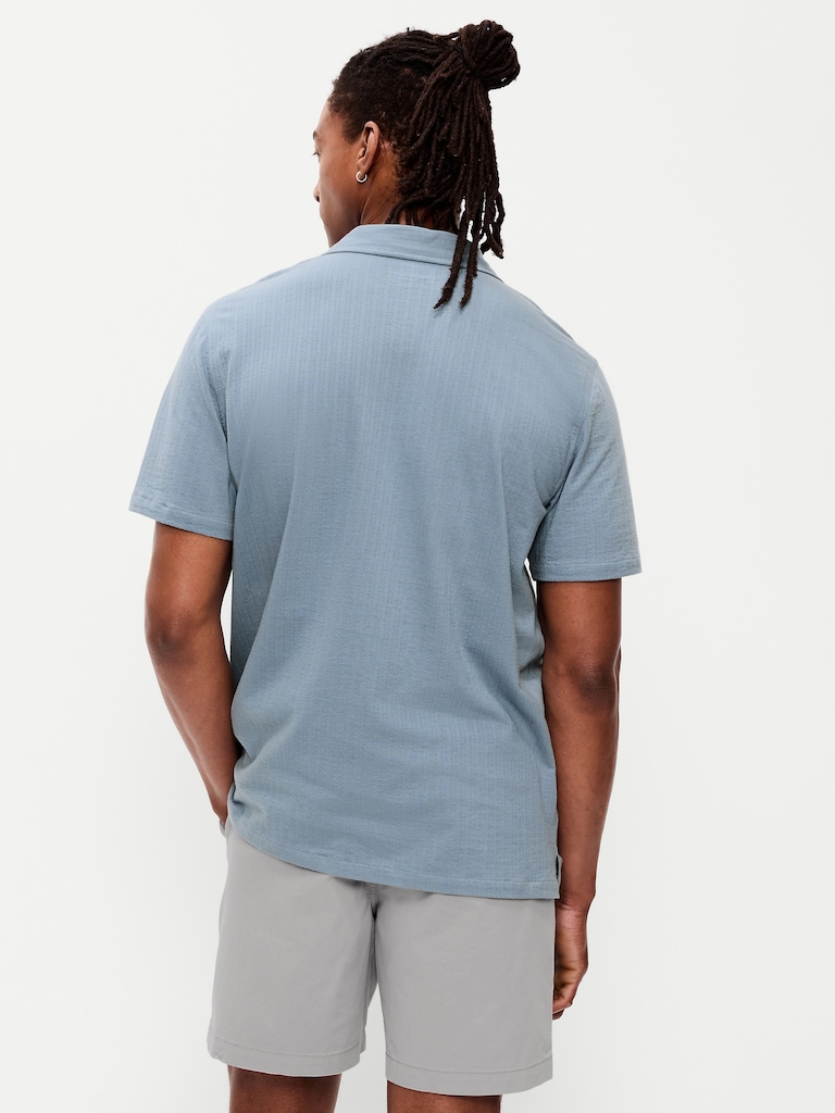 Short-Sleeve Textured Camp Shirt