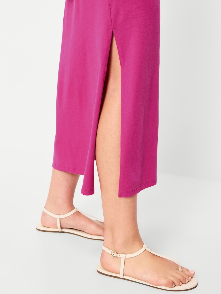 Vintage Crew-Neck Maxi Dress