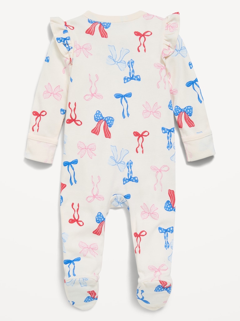 Ruffle-Trim 2-Way-Zip Sleep & Play Footed One-Piece for Baby