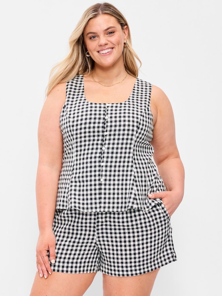 Button-Down Linen Swing Top