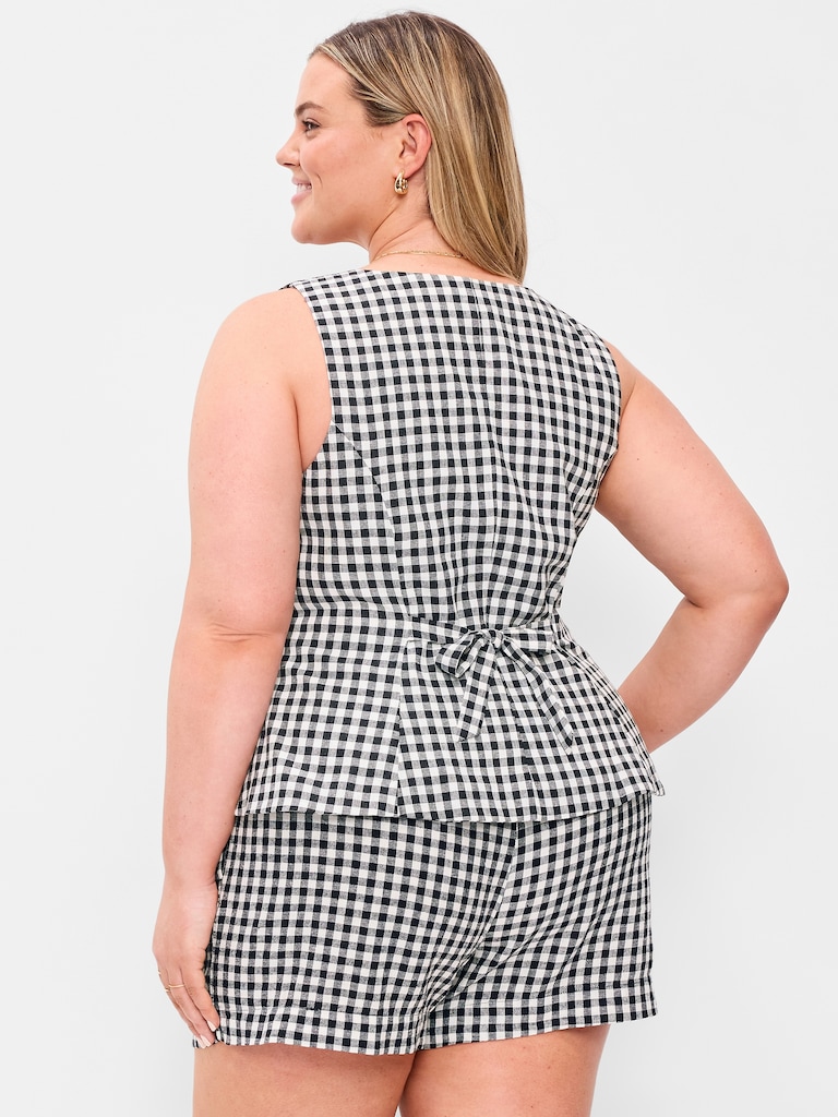 Button-Down Linen Swing Top