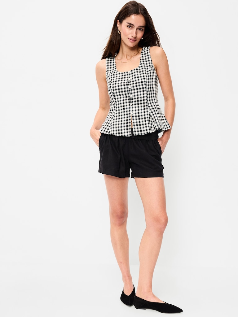 Button-Down Linen Swing Top