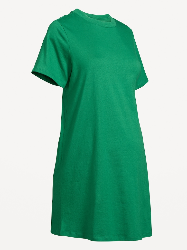 Maternity Vintage Crew-Neck Mini T-Shirt Dress