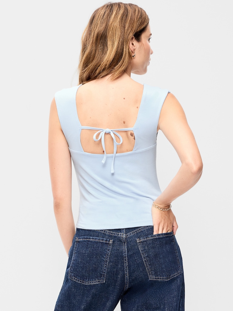 Cap-Sleeve Tie-Back Top