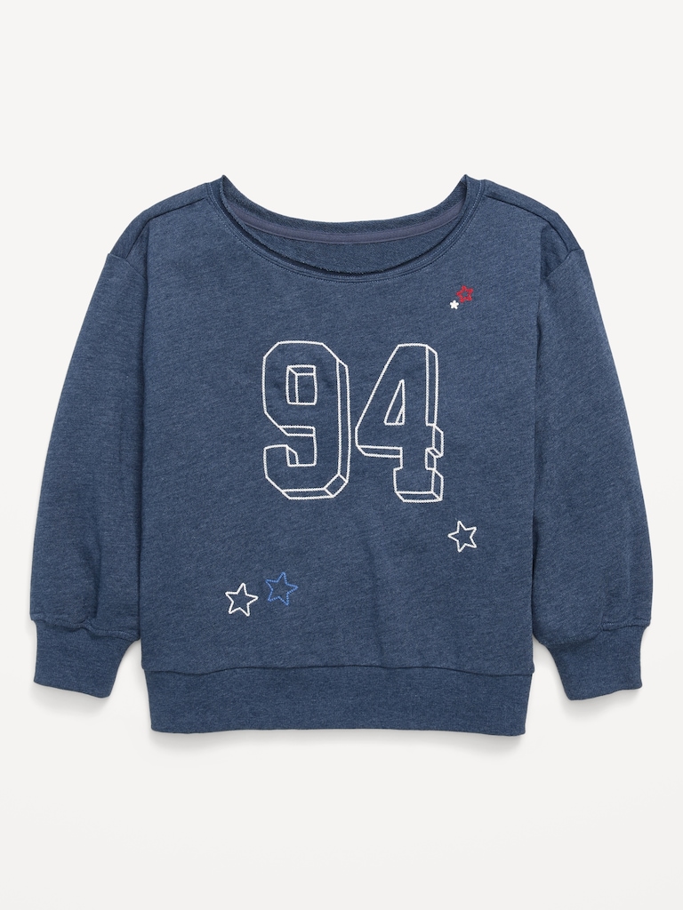 Oversized Off-Shoulder Graphic Tunic Sweatshirt for Girls