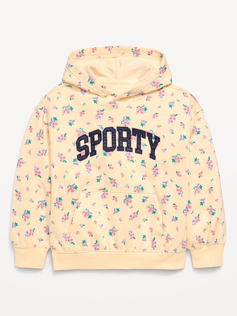 Printed Loose Pullover Hoodie for Girls