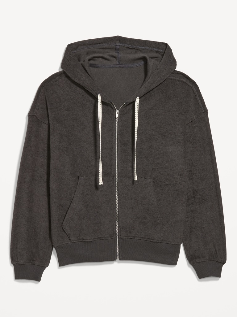 Terry Cloth Full-Zip Hoodie Sweatshirt