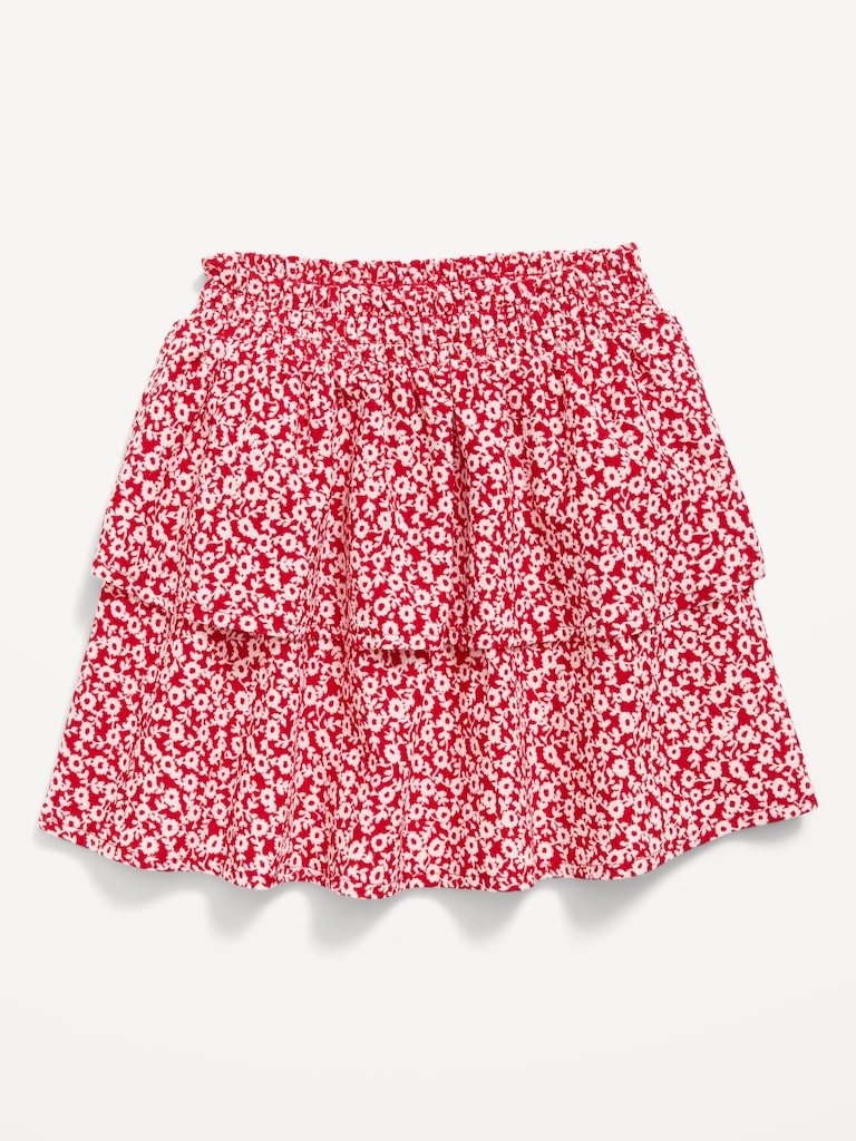 Printed Crinkled Tiered Skirt for Toddler Girls