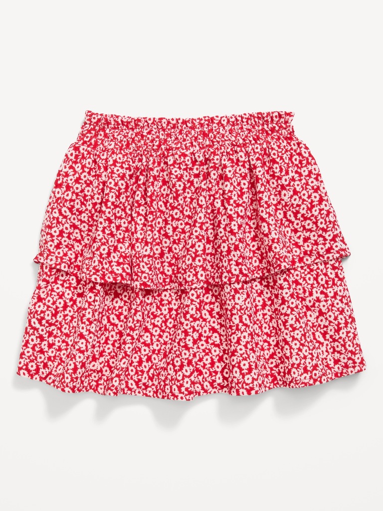 Printed Crinkled Tiered Skirt for Toddler Girls