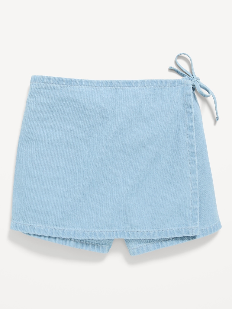 Wrap-Front Denim Skort for Girls