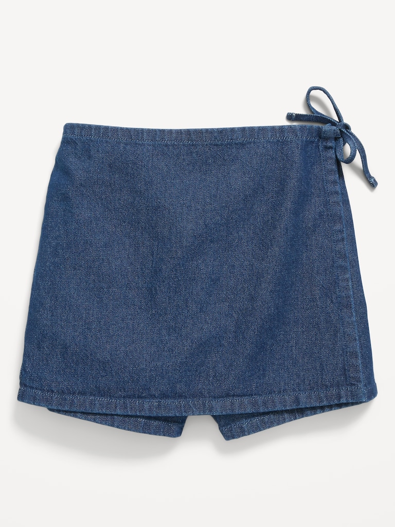 Wrap-Front Denim Skort for Girls