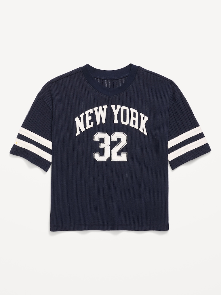 Oversized Mesh Graphic Football T-Shirt for Boys