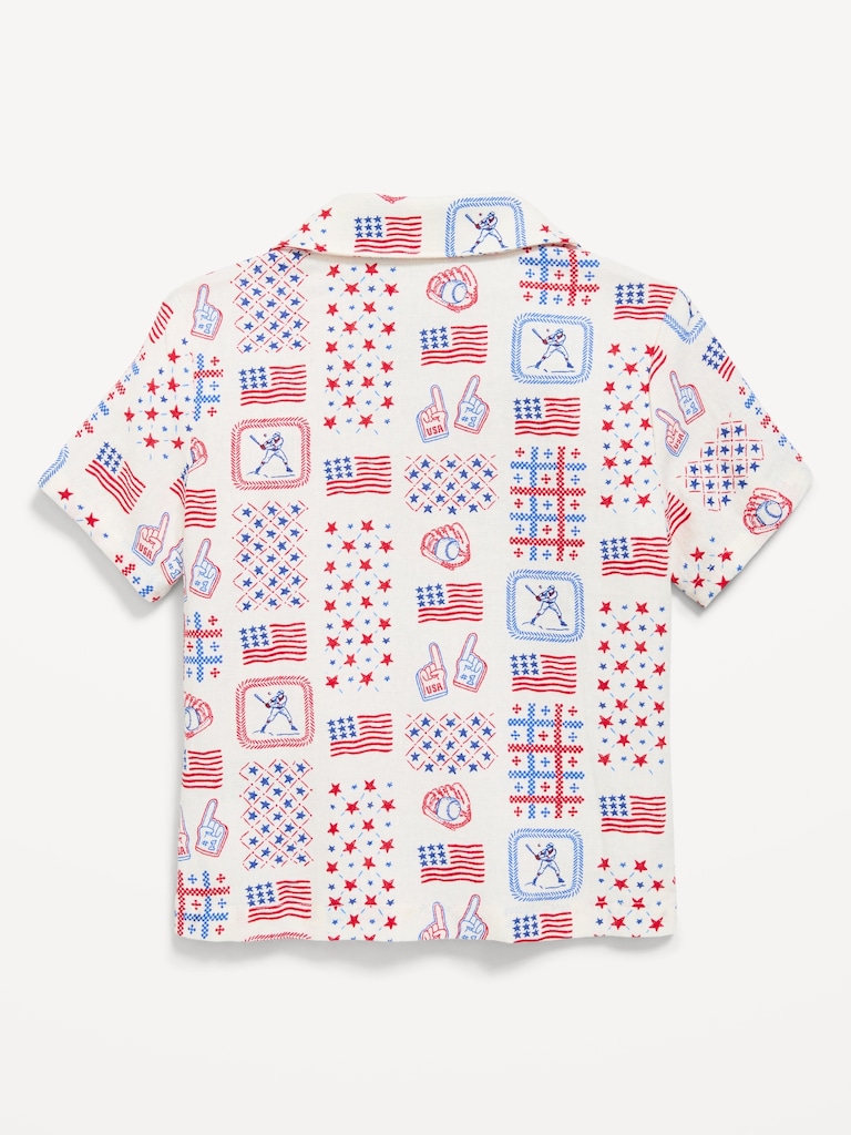 Printed Linen-Blend Pocket Shirt for Toddler Boys