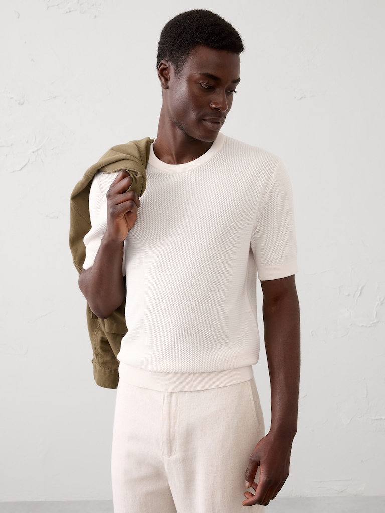 Slim-Fit Textured Sweater T-Shirt