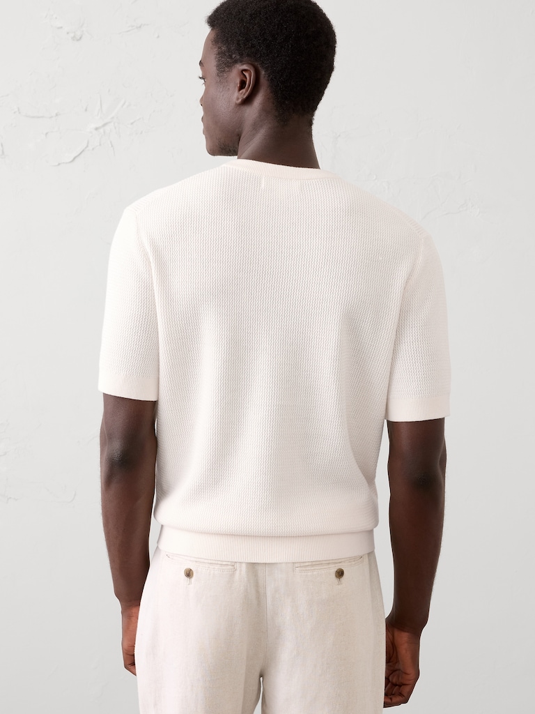 Slim-Fit Textured Sweater T-Shirt