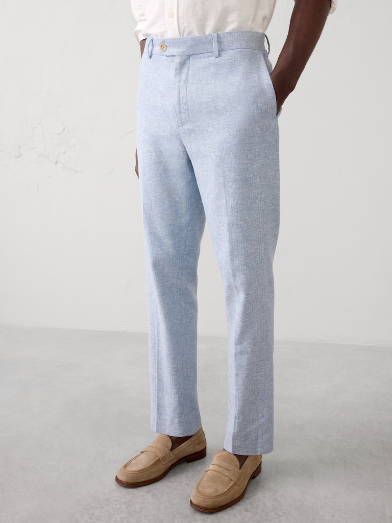 Tailored-Fit Linen-Blend Herringbone Suit Trouser
