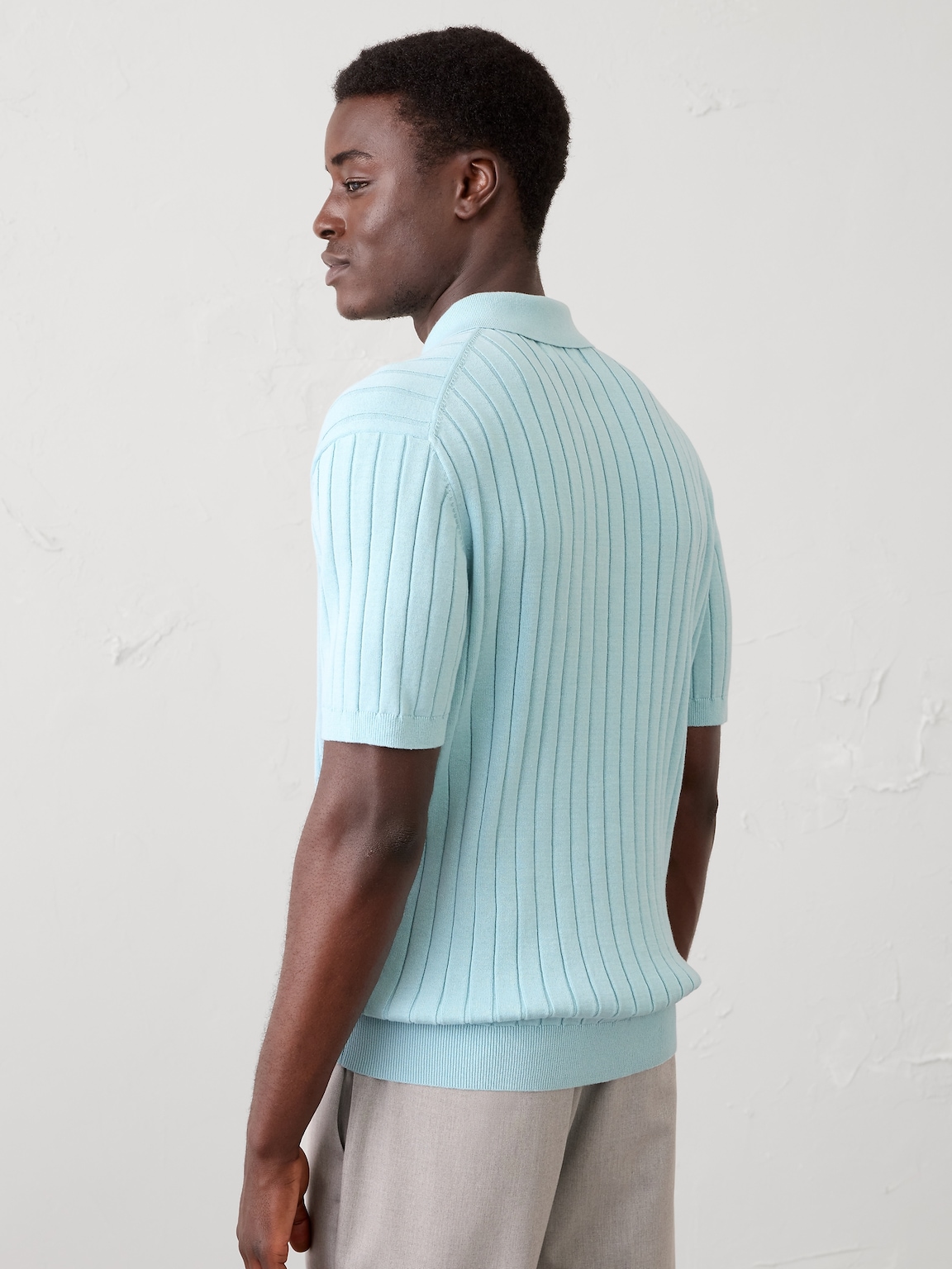 Slim-Fit Wide-Ribbed Sweater Polo