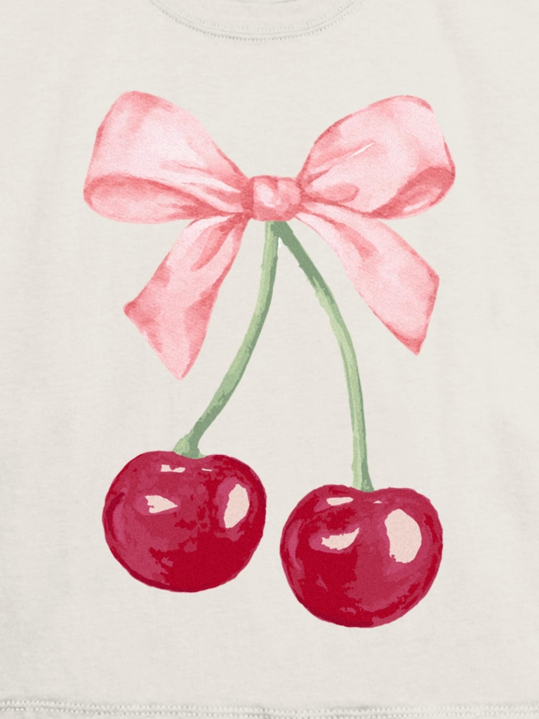 Kids Cherry Bow Graphic T-Shirt