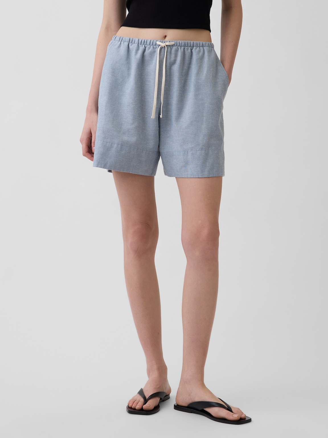 Linen-Blend Easy Shorts