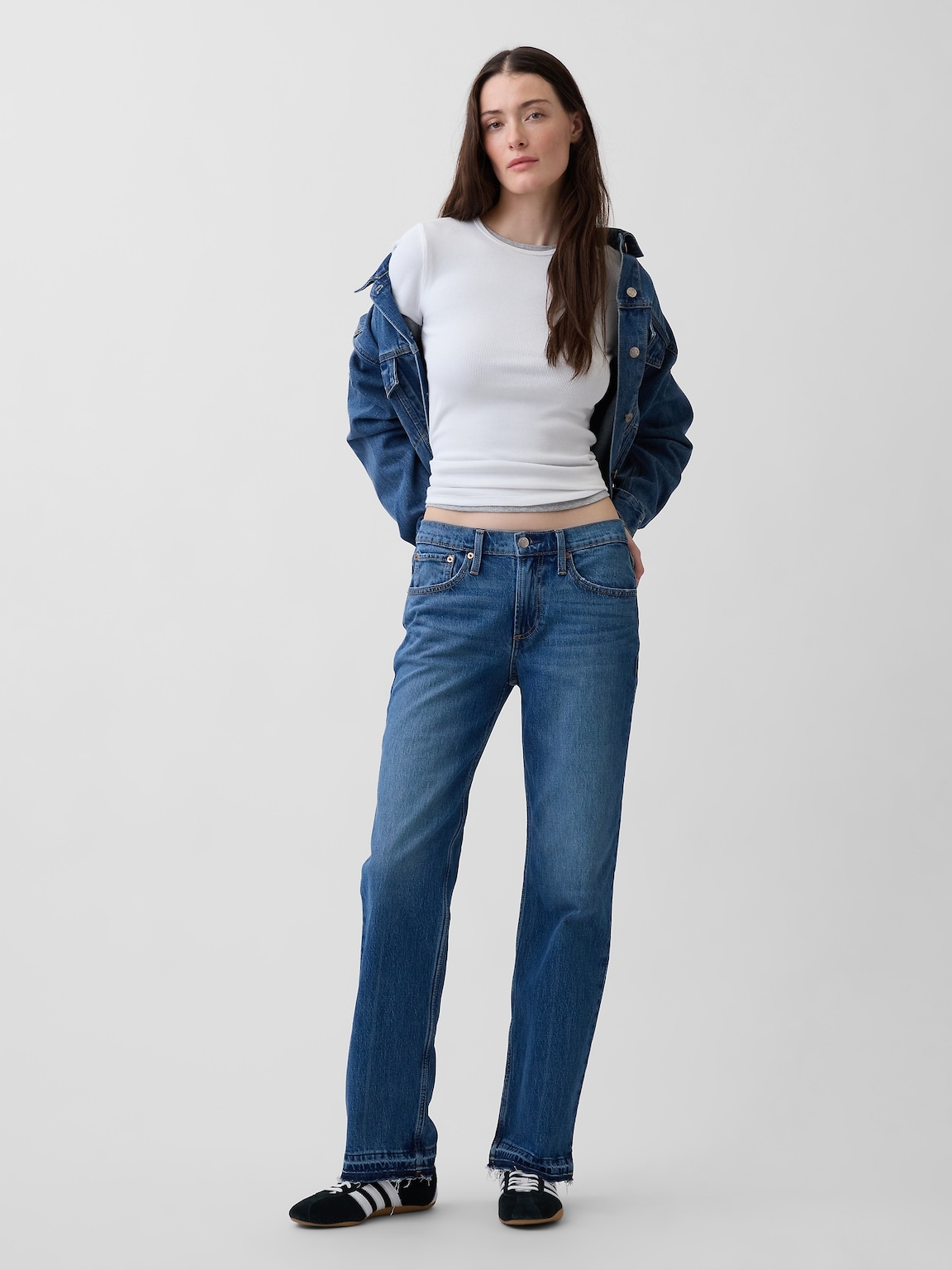 Mid Rise Straight Jeans