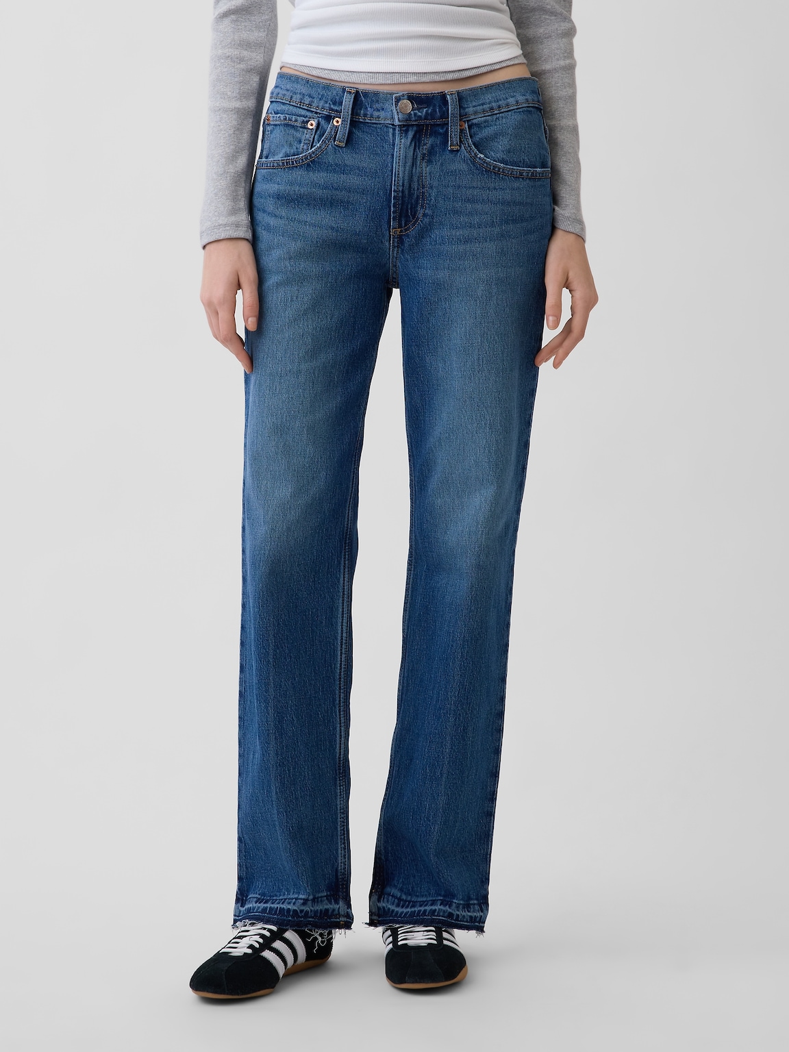 Mid Rise Straight Jeans