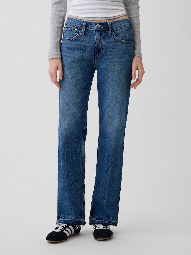 Mid Rise Relaxed Straight Jeans