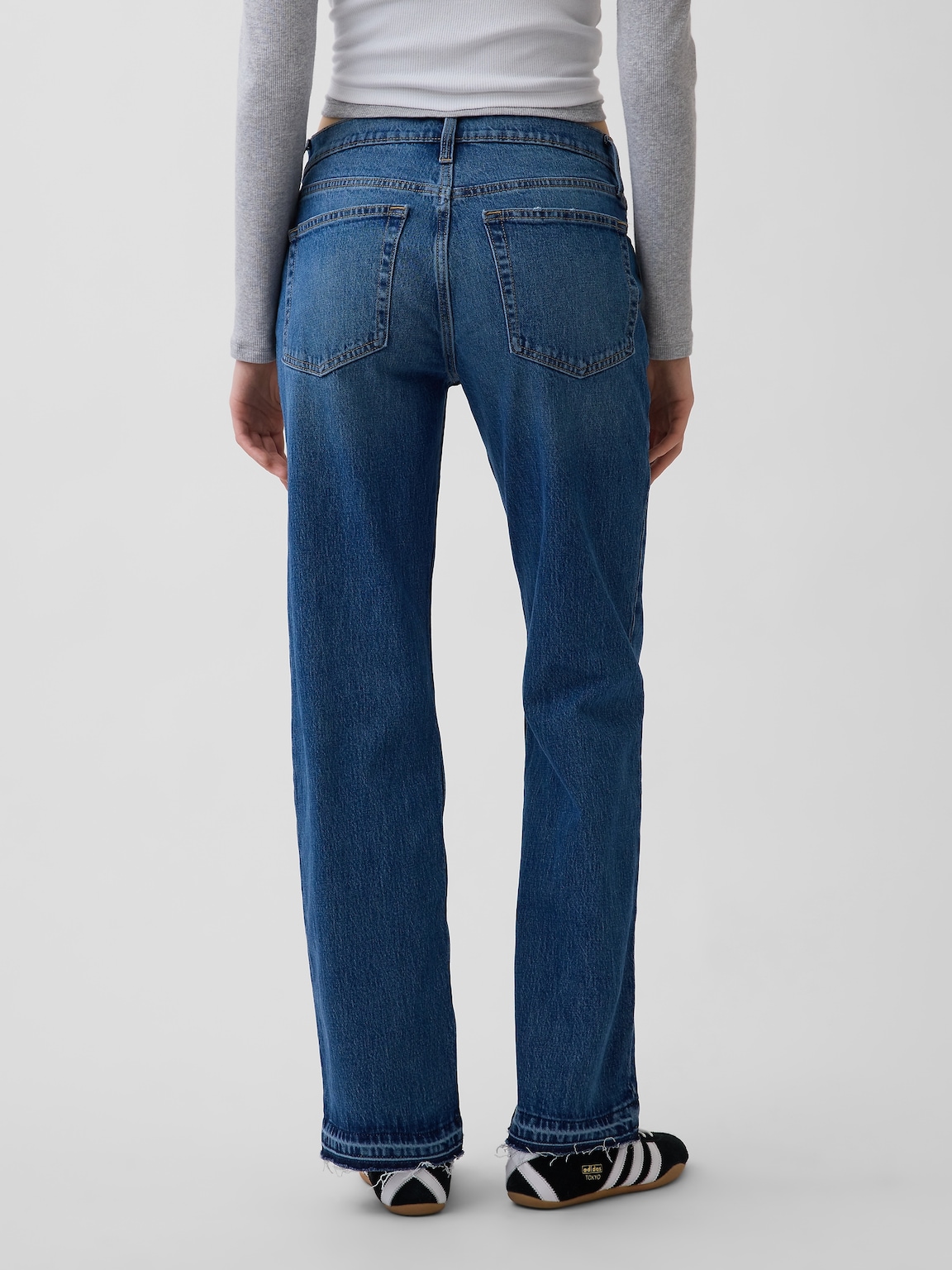 Mid Rise Straight Jeans