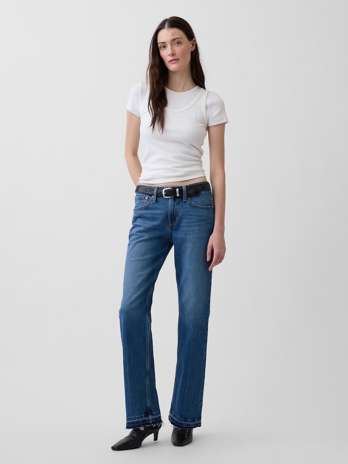 Mid Rise Straight Jeans