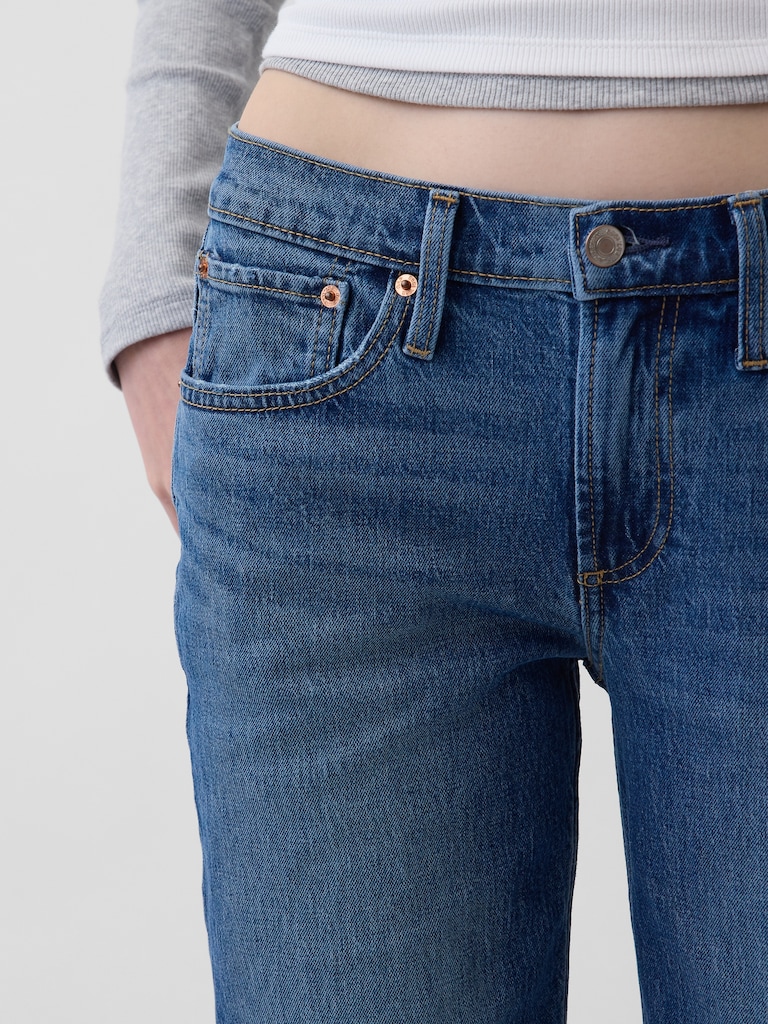 Mid Rise Relaxed Straight Jeans