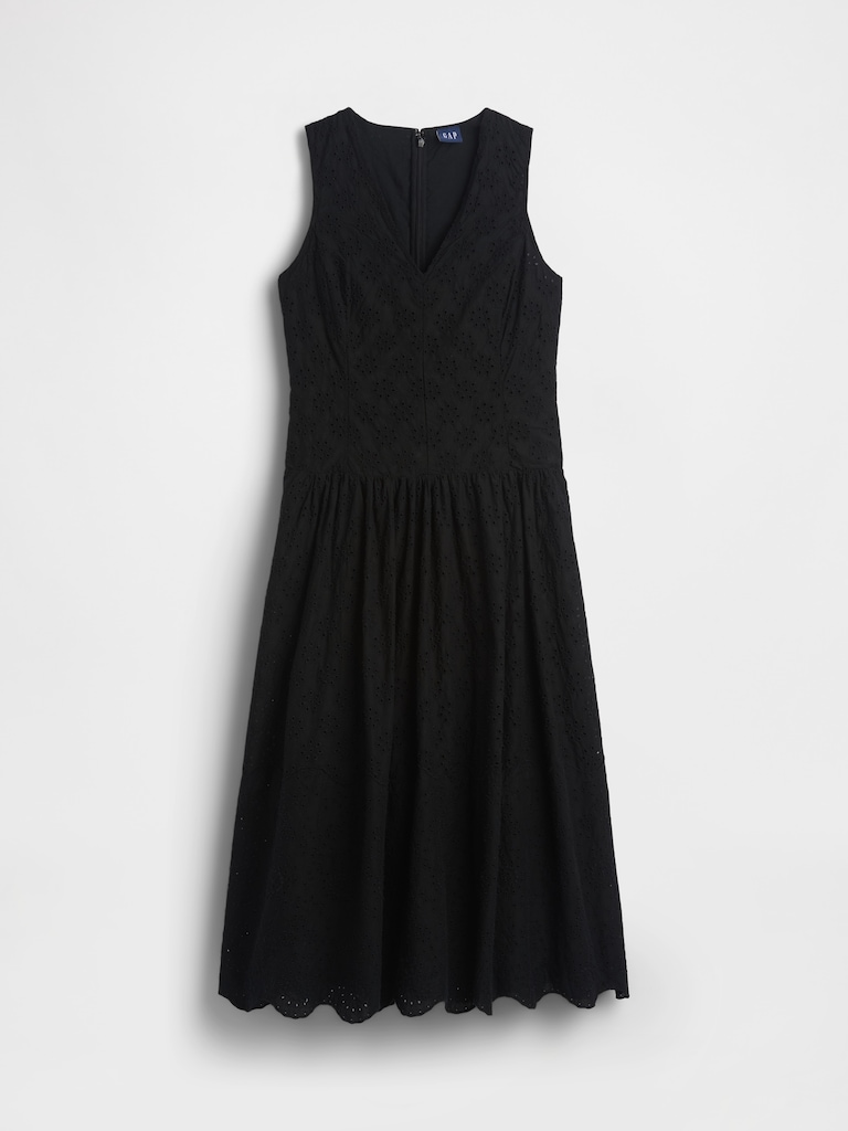 Eyelet Drop-Waist Maxi Dress