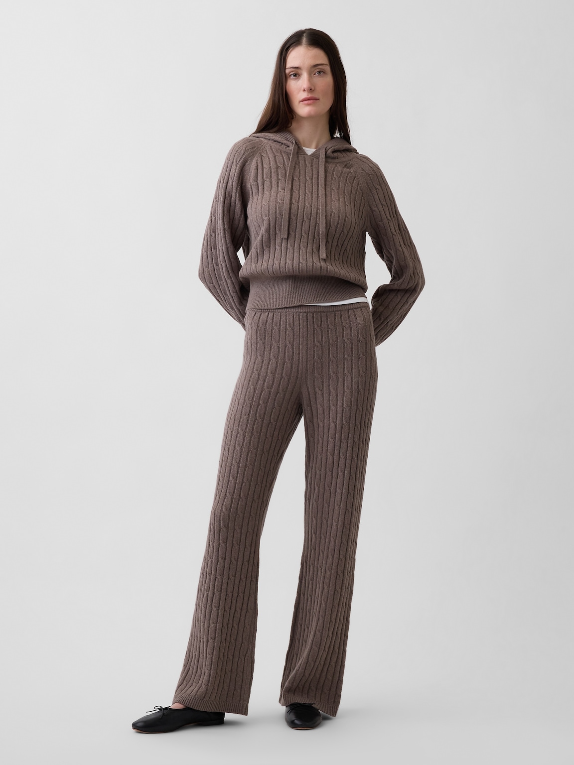 CashSoft Cable-Knit Sweater Pants