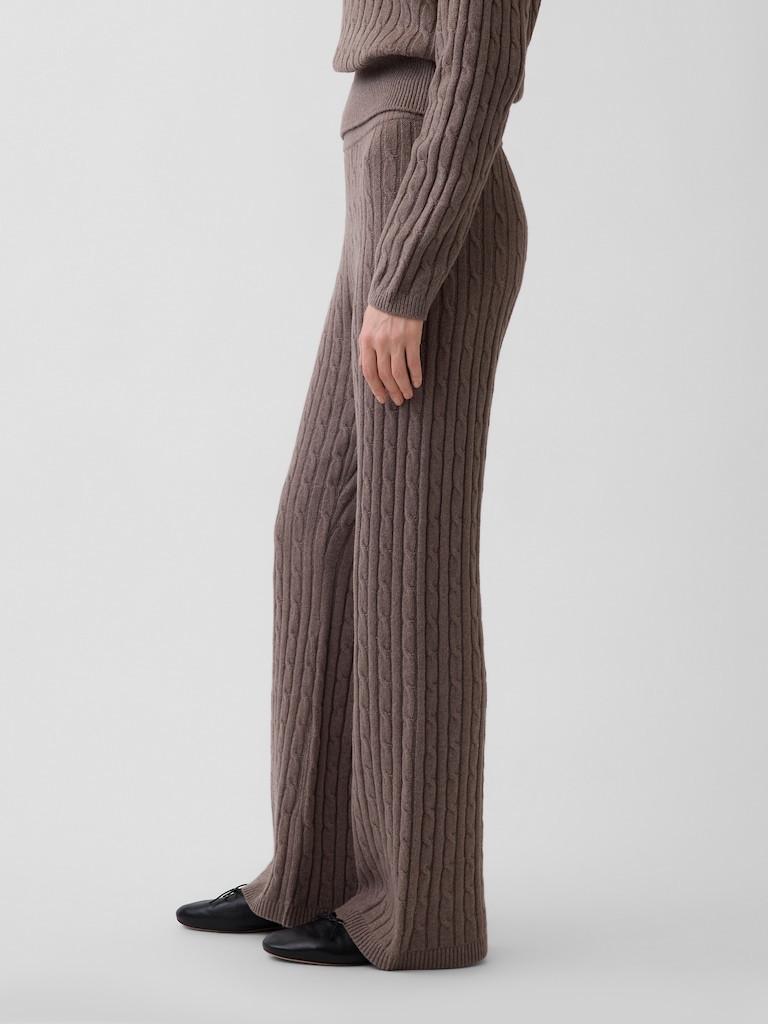 CashSoft Cable-Knit Sweater Pants