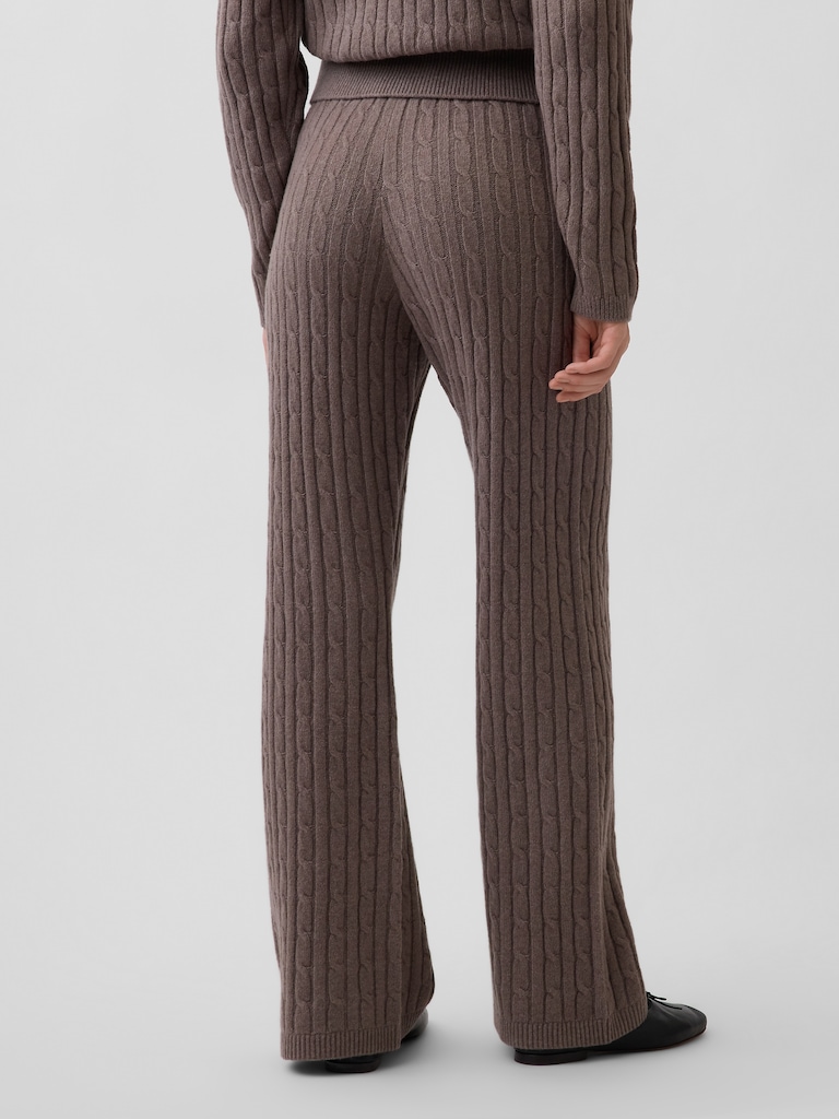 CashSoft Cable-Knit Sweater Pants