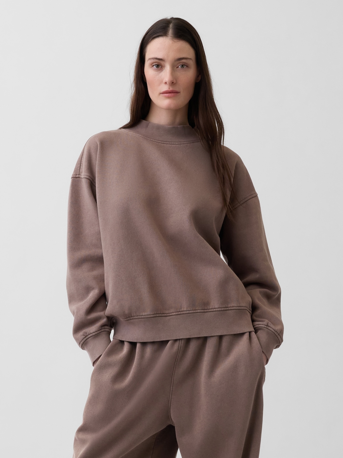 VintageSoft Oversized Mockneck Tunic Sweatshirt