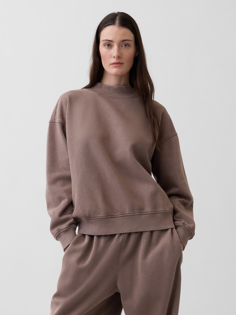 VintageSoft Oversized Mockneck Tunic Sweatshirt