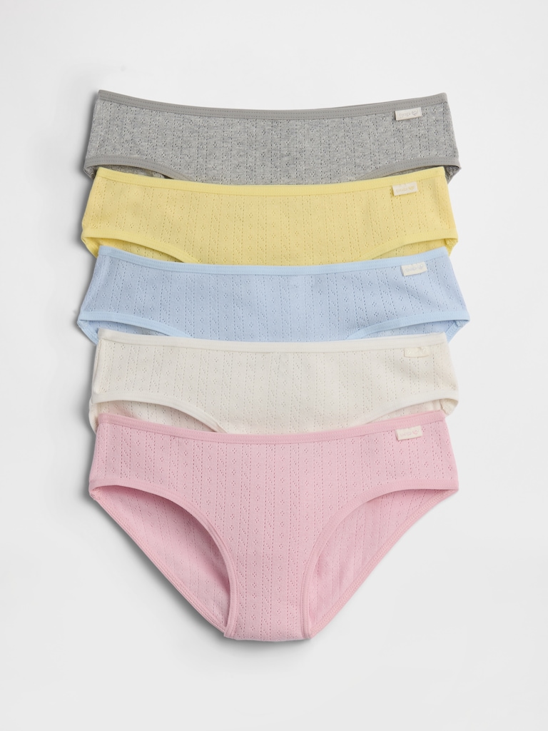 Kids Organic Cotton Pointelle Bikini Briefs (5-Pack)