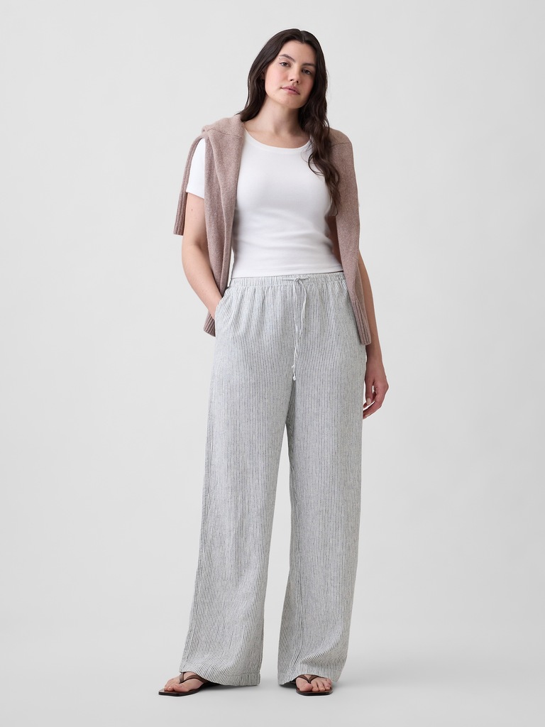 Relaxed Linen-Blend Wide-Leg Pants