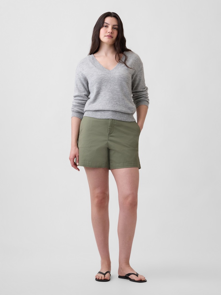 5" Mid Rise Downtown Khaki Shorts