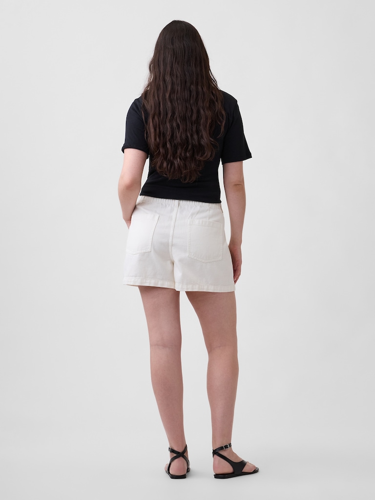 4" High Rise Denim Utility Shorts