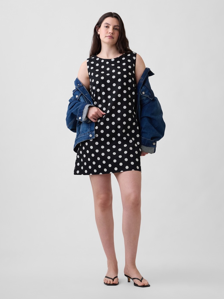 Linen-Blend Apron Mini Dress