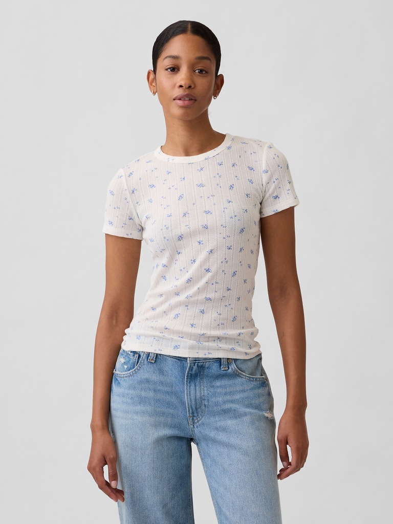 Essential Ribbed Pointelle T-Shirt