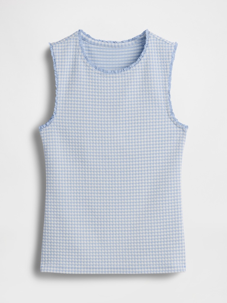 Gingham Pointelle Shell Tank Top