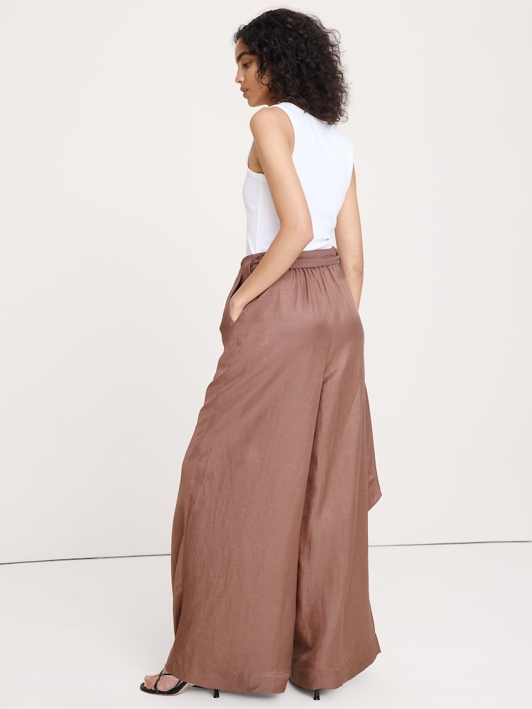 Viscose-Linen Palazzo Pant