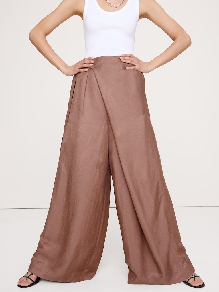 Viscose-Linen Palazzo Pant