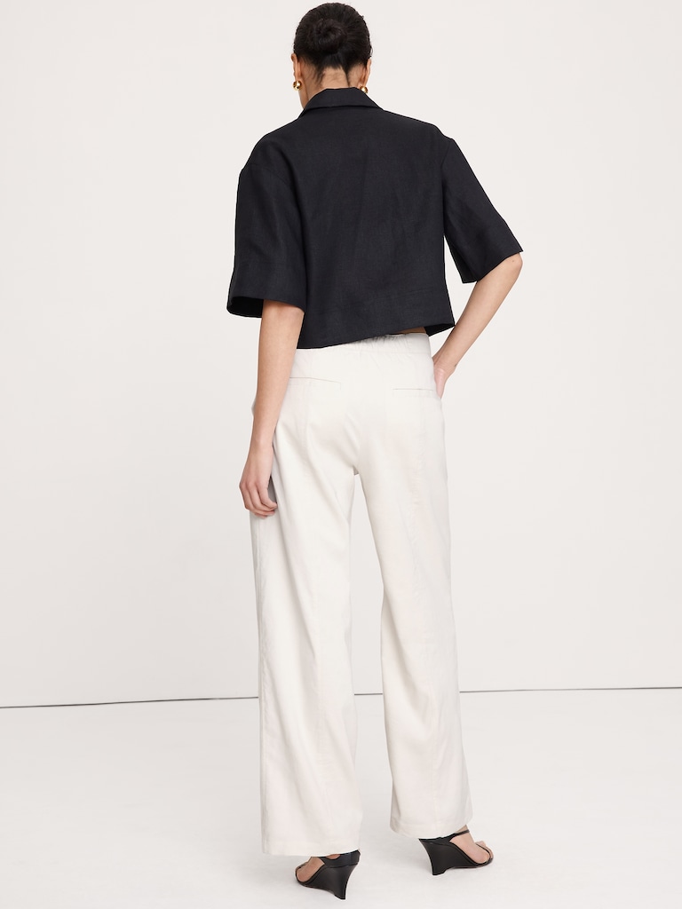 Mid-Rise Straight Utility Pant in Stretch Linen-Viscose