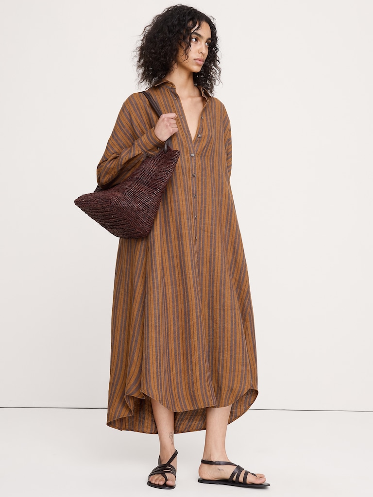 Linen Midi Shirt Dress