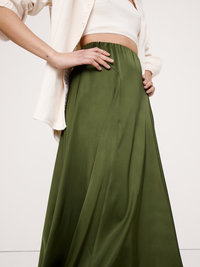 Stretch-Satin Maxi Skirt