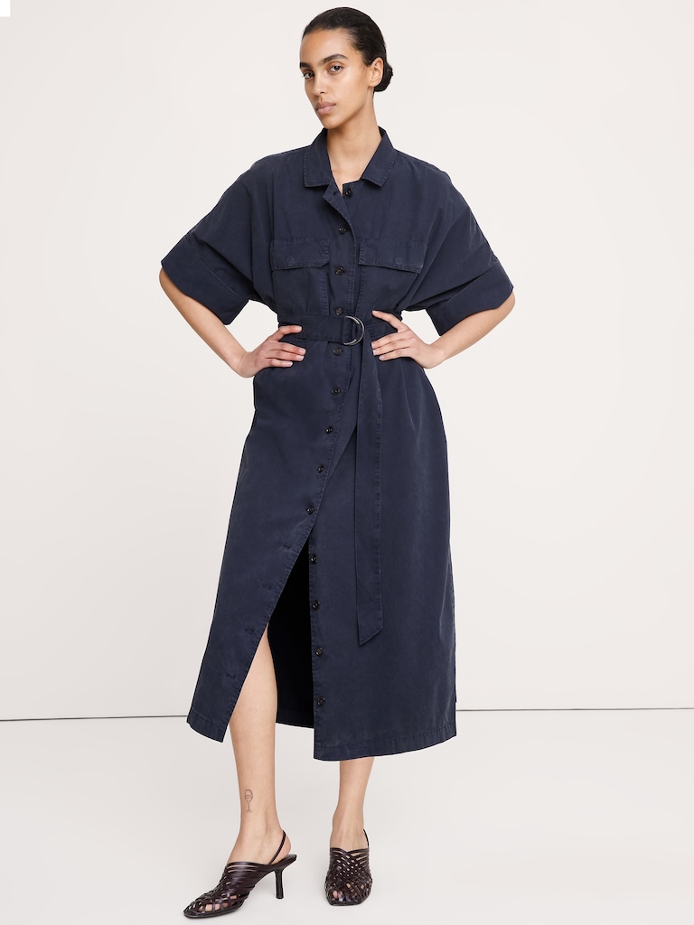 Utility Overdye Cotton Shirtdress