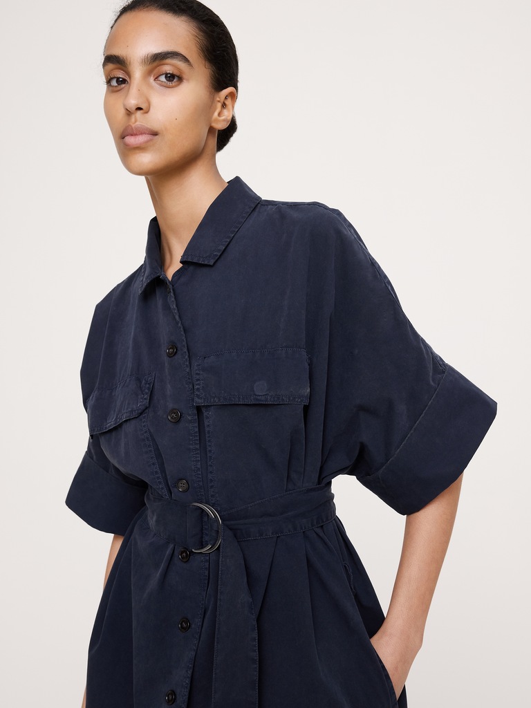 Utility Overdye Cotton Shirtdress